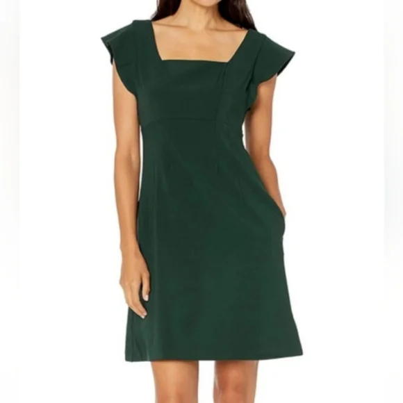 green emerald velvet dress Green fit and flare spring wrap dress 4966 – Xiaolizi main image 1